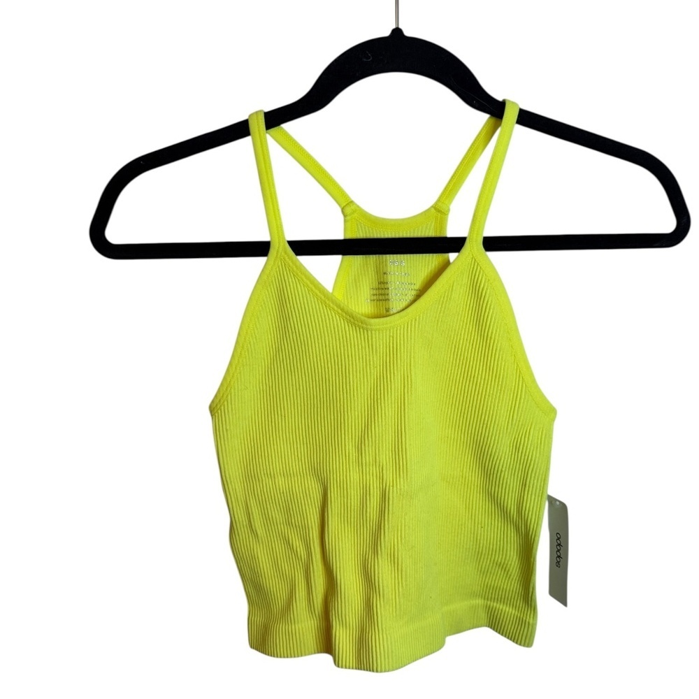 Nwt Ododos Neon Yellow Cropped Ribbed Active Tank